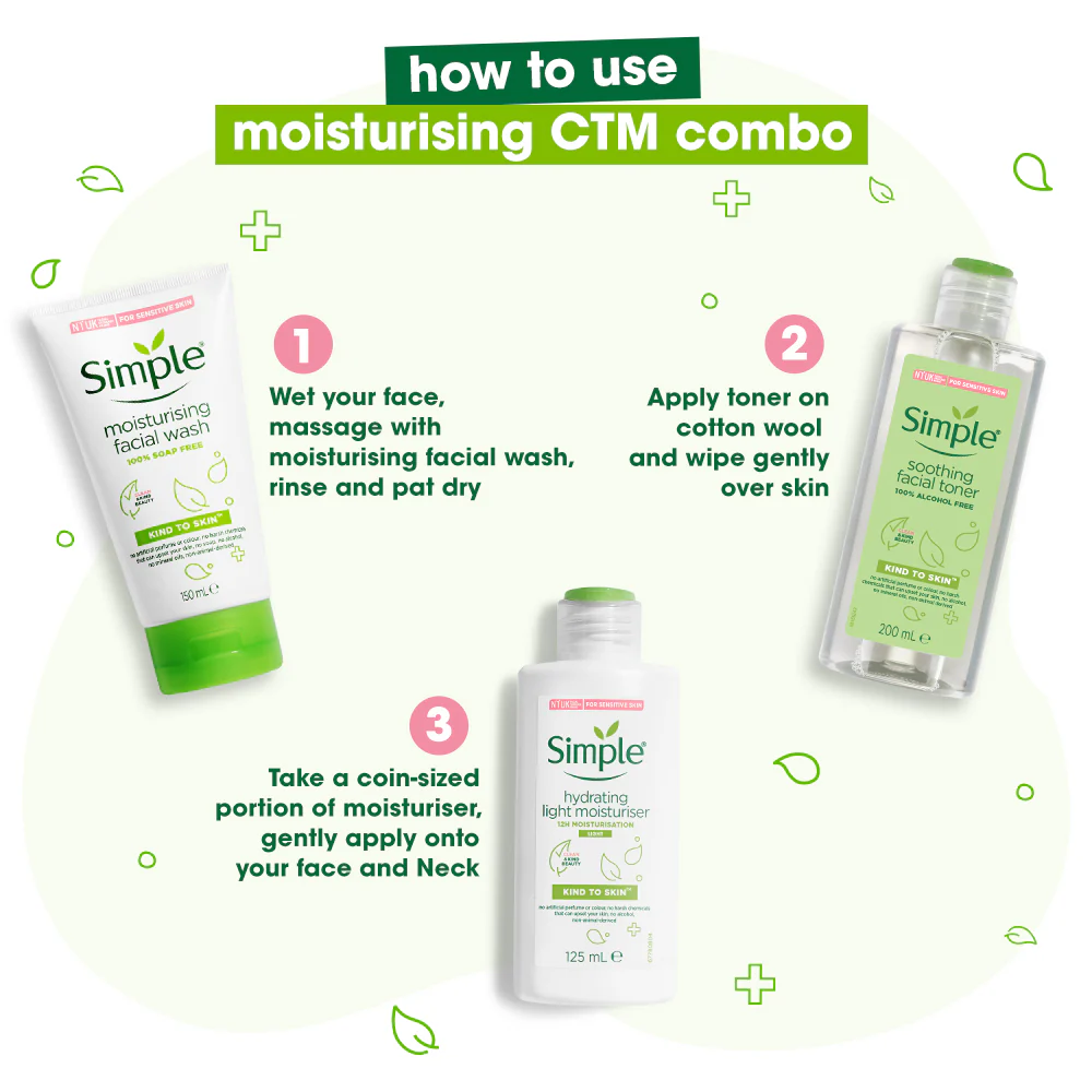 Moisturising Wash, Toner & Light Moisturiser Set (150ml +200ml +125ml) - Image 4